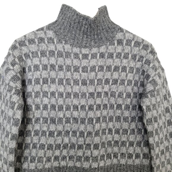 Everlane The Cloud Checkered Turtleneck Sweater XS Gary Merino Wool Alpaca NWT - Picture 3 of 8